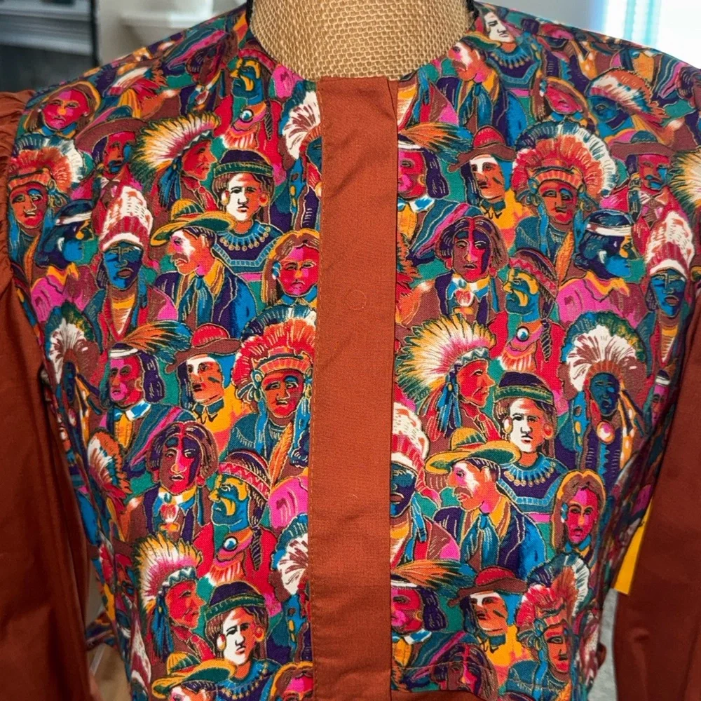 Kate Schorer NWT western Native Indian print vintage top/skirt Unique set S/M